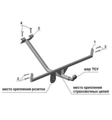 Фаркоп для Lada (Лада) 2101, 2103, 2106 1970-2006 цельноварной крюк 800кг Автос