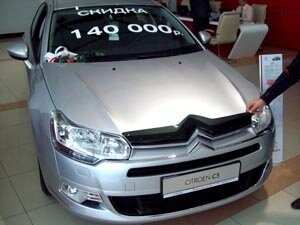 Дефлектор капота (мухобойка) Citroen С5 2008- (Ситроен С5) SIM